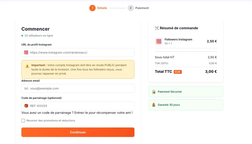 Bestellprozess — Follower kaufen Instagram sicher